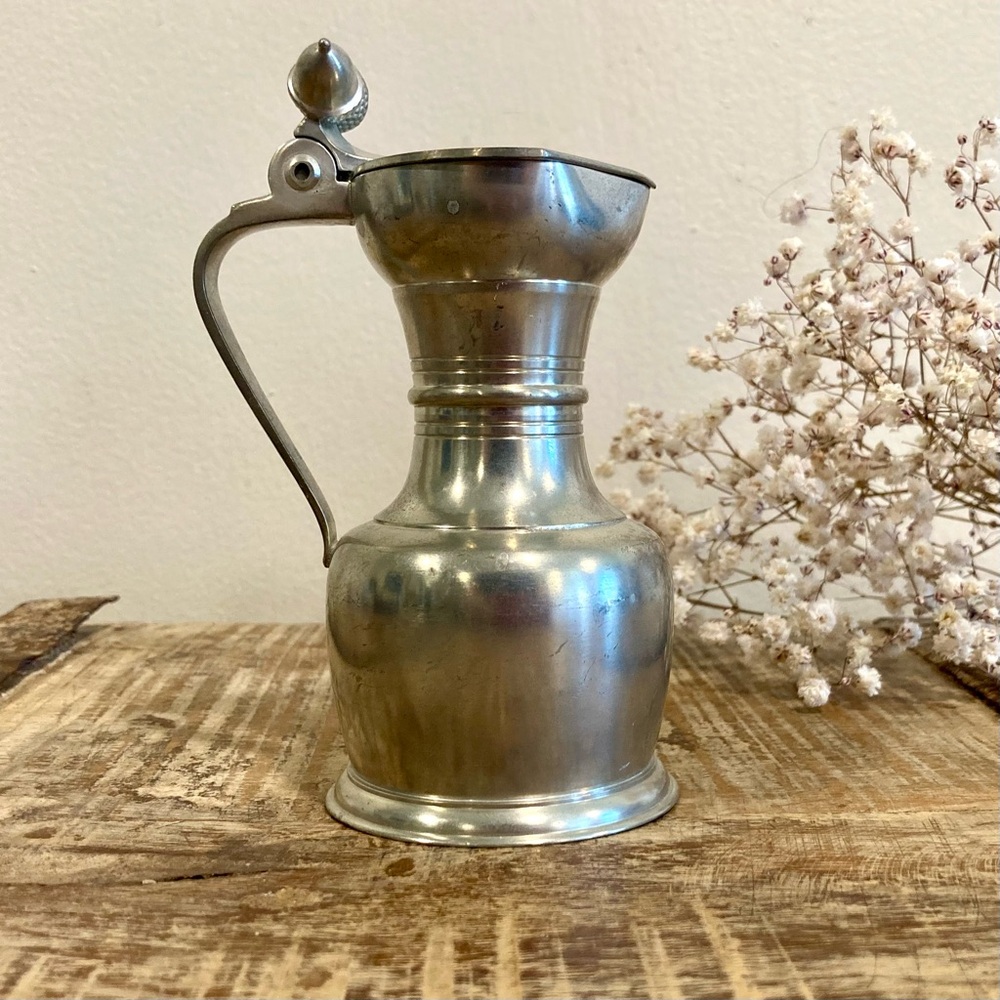 Syrup Pitcher Vintage Pewter Royal Holland Daalderop Acorn Motif Creamer